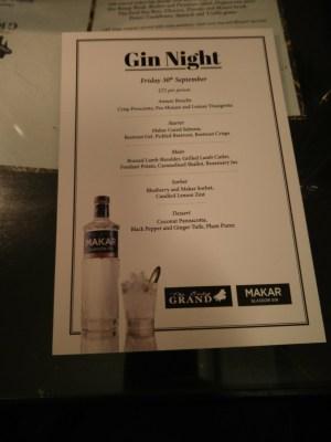 Review: Makar Gin Dinner, Baby Grand, Glasgow