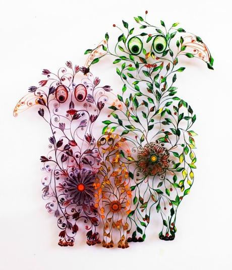 Paper Art Exhibit - Paper Creatures at the Old Jaffa Museum Quilled Creature - Sari Wurtman