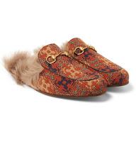 Heels Out? No Problem!:  Gucci Princetown Shearling-Lined Jacquard Loafers
