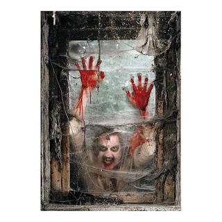 Image: Zombie Window Backdrop Banner | Halloween decoration transforms windows into scary scenes