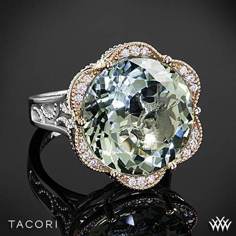 Tacori SR106P12 Seafoam Mint Prasiolite and Diamond Ring in Sterling Silver with 18k Rose Gold Accents