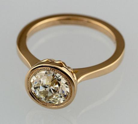 lin_ny's Rose Gold Bezel OEC Engagement Ring (Top Angle View) - image by lin_ny