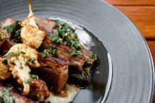 Slow cooked pork belly, in a soy and ginger sauce.