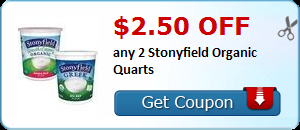 $2.50 off any 2 Stonyfield Organic Quarts