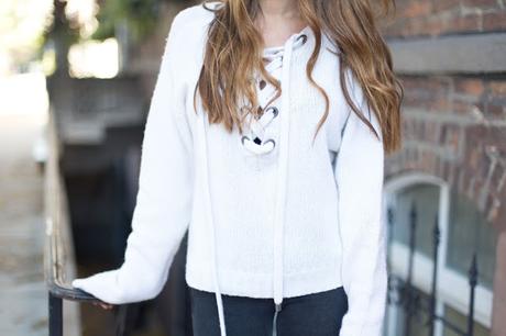 Lace up sweater