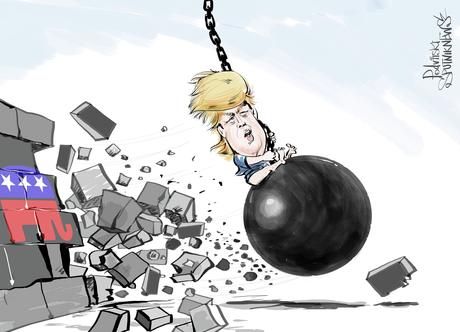 Image result for wrecking ball, Trump