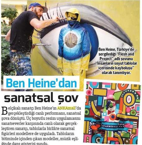 News report in Hurriyet Ankara Haberleri paper - Ben Heine Art - Flesh and Acrylic