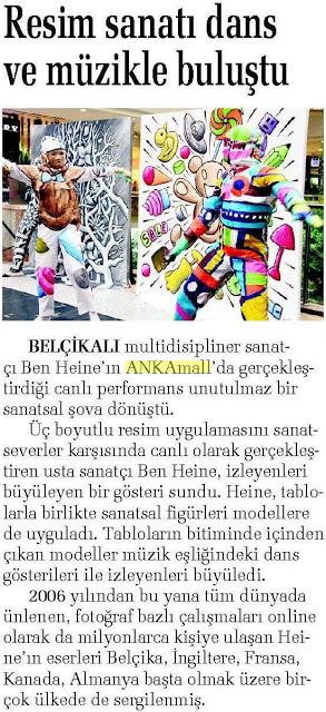 News report in Hurriyet Ankara Guclu Anadolu paper - Ben Heine Art - Flesh and Acrylic