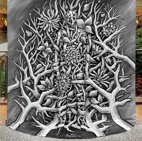 Invisible Man: Contemporary 3D Art Live Performance by Ben Heine - Flesh and Acrylic - Branches and Flowers - Özgür Ayyıldız - Ankamall