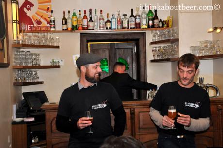 Manuel Mengoni and Maxime Dumay discussing their brewery and beer.