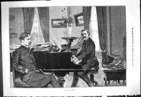 Boito & Verdi working together, in a historic print from 1887