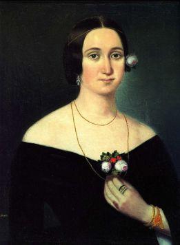 Painting of soprano Giuseppina Strepponi (1850) by Russian artist Karoly Gyurkovich