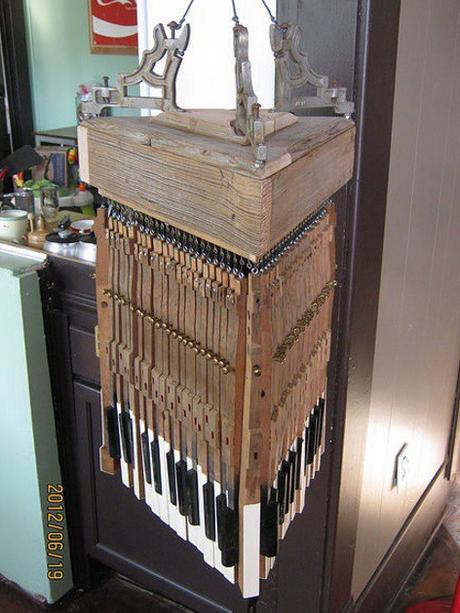 Piano Keys Used To Make Chandelier
