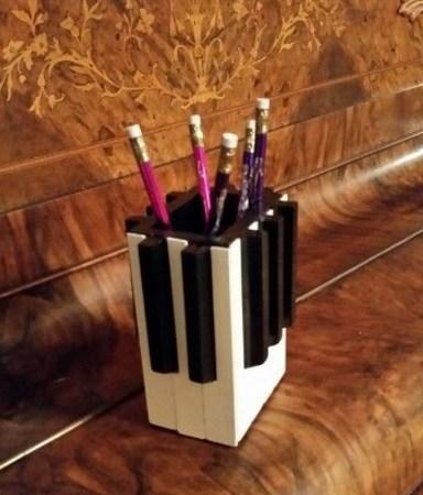 Piano Keys Used To Make Pencil Holder 