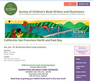 NONFICTION BOOT CAMP INTENSIVE, Sat. Jan. 14, 2017, SCBWI California: San Francisco North and East Bay