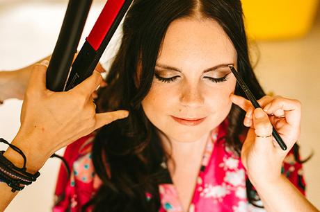 Colorful boho wedding in Santorini | Maxine & Lorenz bridal-makeup-santorini-wedding-4