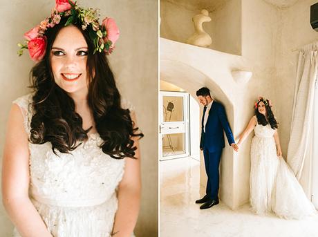 Colorful boho wedding in Santorini | Maxine & Lorenz elie-saab-wedding-dress-vintage