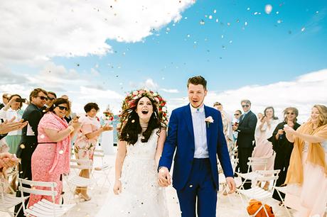 Colorful boho wedding in Santorini | Maxine & Lorenz elie-saab-vintage-wedding-dress