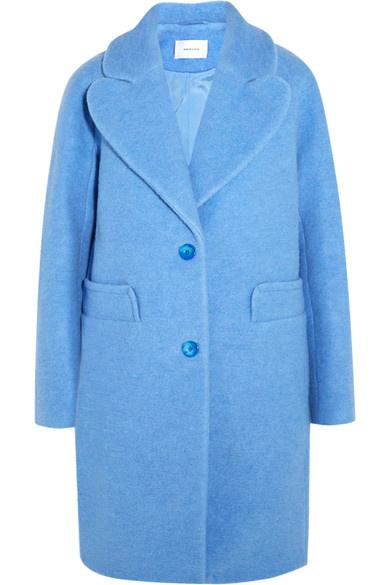 blue wool single-breasted coat
