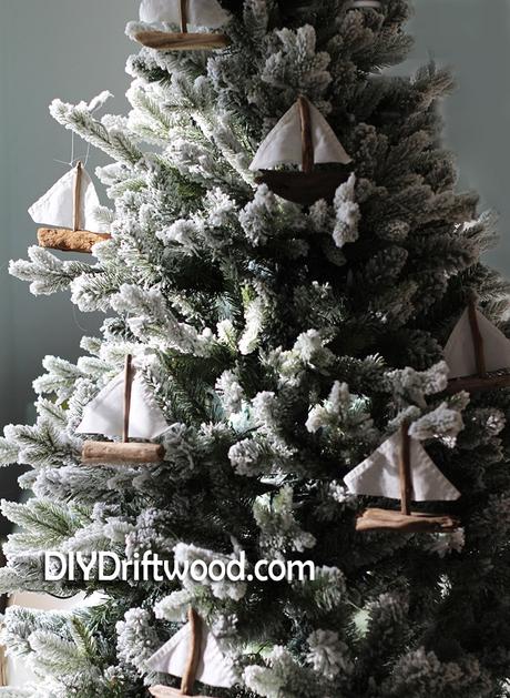 how to make Christmas Driftwood Sailboat ornaments by DIYDriftwood.com