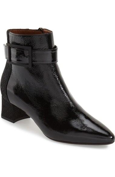 weatherproof patent leather ankle boots