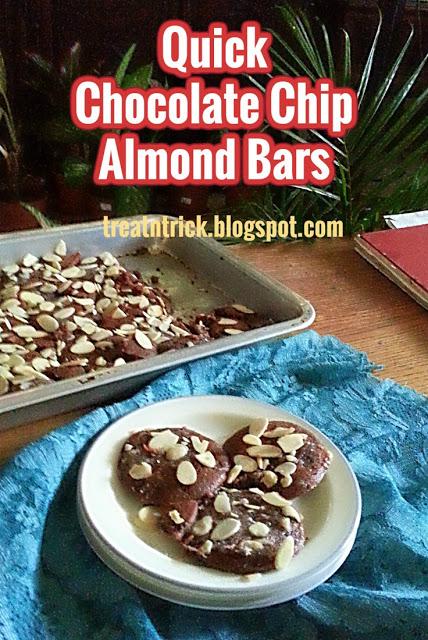 Quick Chocolate Chip Almond Bars Recipe @ treatntrick.blogspot.com