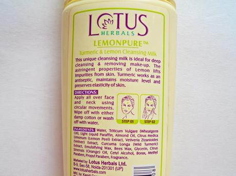 Lotus Herbals Lemonpure Turmeric & Lemon Cleansing Milk Review