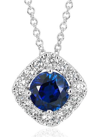 Blue Nile:  Cyber Monday Deal 50 Percent Off on Sapphire and Diamond Cushion Halo Pendant