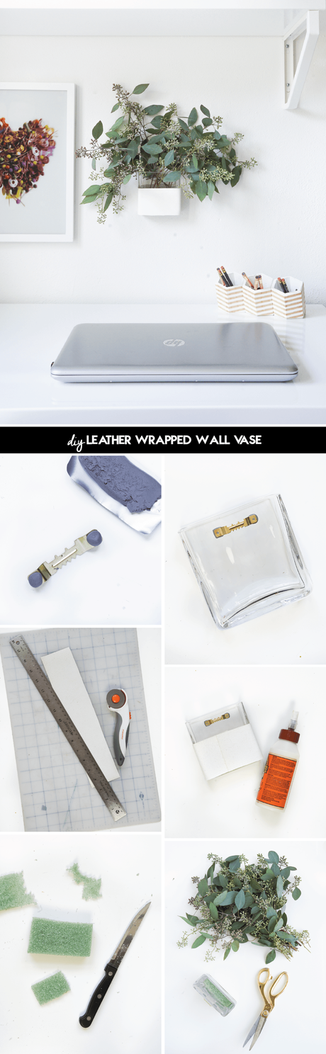 DIY Leather Wrapped Wall Vase