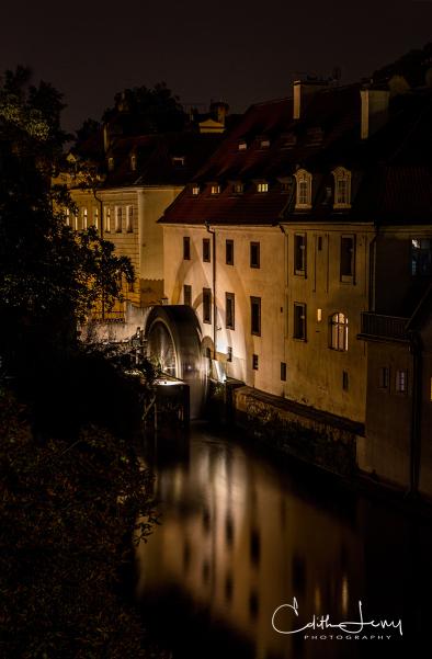 Prague, Czech Republic, Old Town, architecture, Charles Bridge, Night Photography, long exposure, water wheel