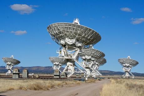 The radio telescopes of the Very Large Array are situated on the eastern edge of the Continental Divide, 60 miles east of Socorro, New Mexico.