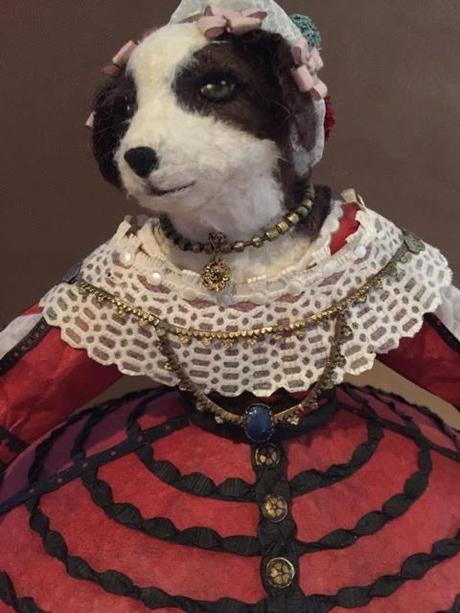 Dog Paper Sculpture in Wide Skirt by Patty Grazini - Detail Dog Paper Sculpture in Wide Skirt by Patty Grazini - Detail
