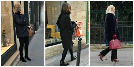 Paris style: dark neutrals with colorful bag