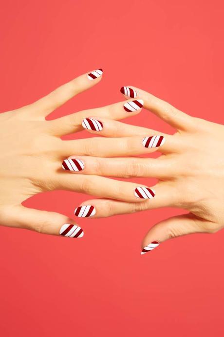 DIY Candy Cane Inspired Nails