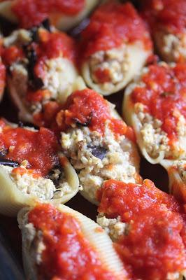 Baked Shells with Vegan Roasted Eggplant Ricotta