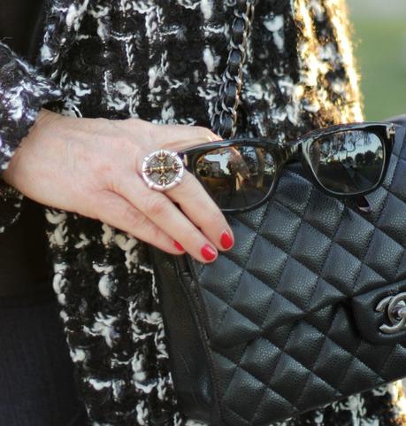 Tweed And Pearls, My Way Chanel caviar flap, French Kande ring