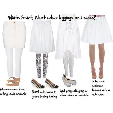 white skirt what color leggings