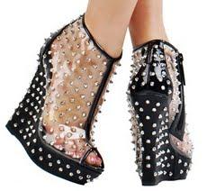 Shoe of the Day | Posh Spiked Transparent Peep-toe Wedge Booties