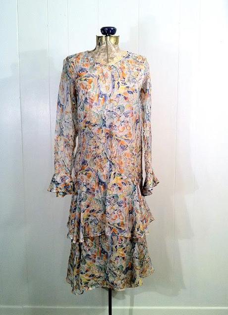 Unique 1920s Print Dress