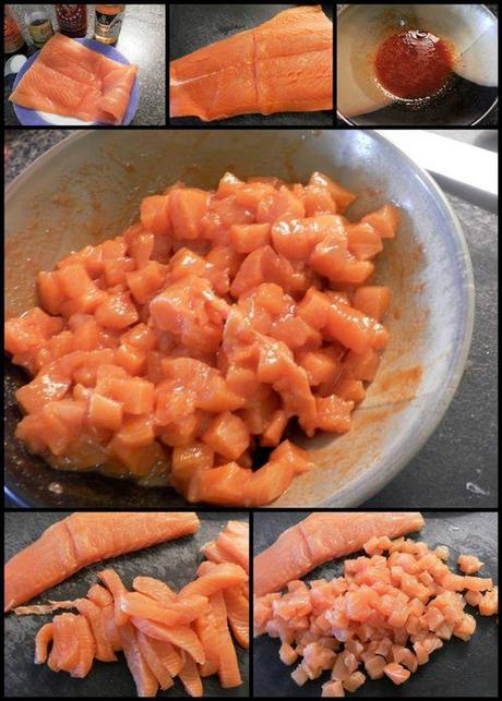 Sriracha Salmon Ceviche collage Sriracha Salmon Ceviche collage