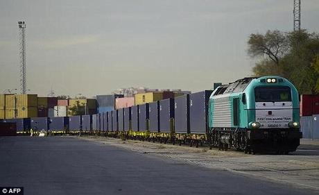 long distance trains :  freight train from China to London