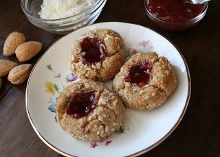 Almond Thumbprint Cookies (Dairy, Gluten/Grain, Egg and Refined Sugar Free)