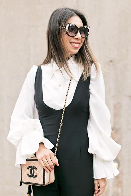 From Grandma with Love // Black Jumpsuit + Statement Sleeve Blouse