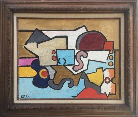 Vintage Abstract Cubist Still LIfe Painting
