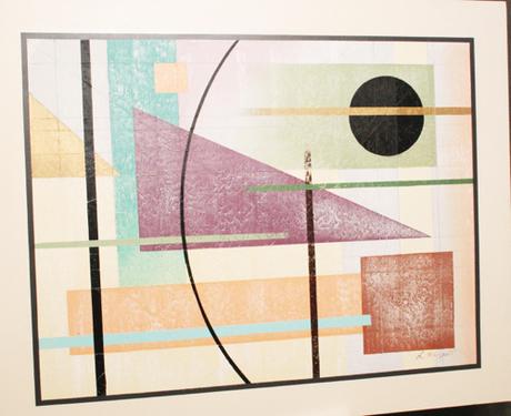 Vintage Geometric Abstract Oil On Canvas