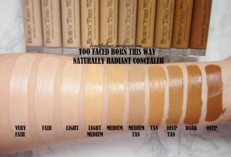 Review/Swatches: Too Faced Born This Way Naturally Radiant Concealer – 10 shades!