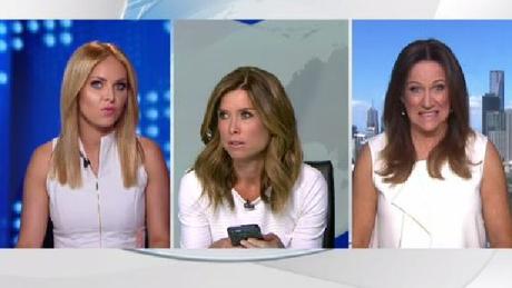 Channel 9 News presenters and guest turn up in white tops