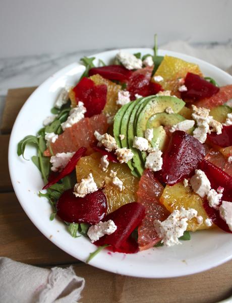Citrus Arugula Salad with Shaved Beets & Fresh Cheese