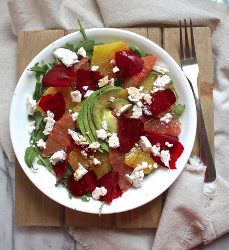 Citrus Arugula Salad with Shaved Beets & Fresh Cheese