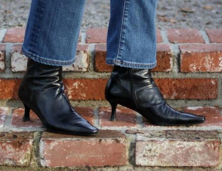 black low-heel ankle boots